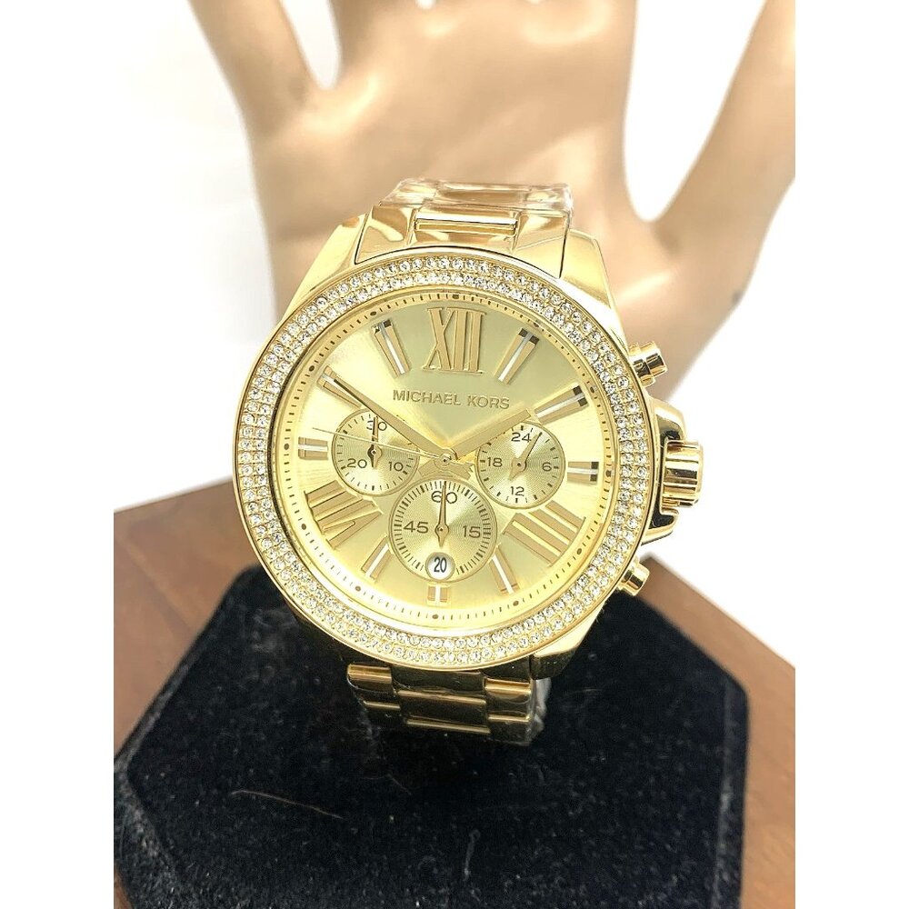 Michael Kors Women's Watch MK7428 Quartz Chronograph Gemmed Gold Stainless Steel
